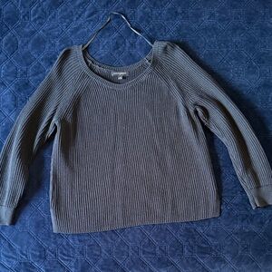 Black Ribbed Scoop Neck Sweater
